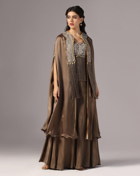 Brown Kashmiri Cape Set