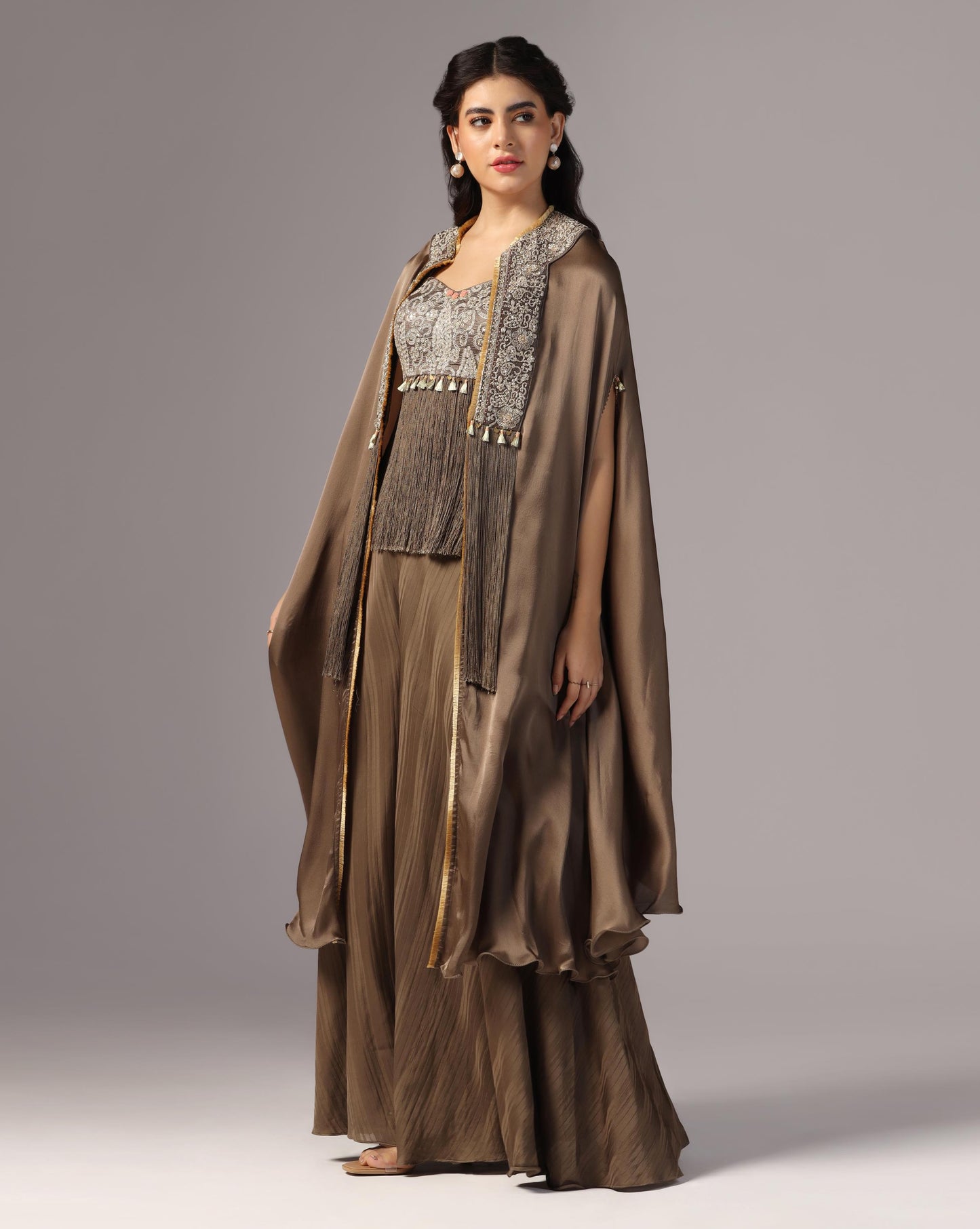 Brown Kashmiri Cape Set