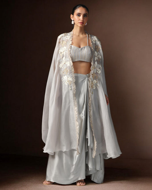 Embroidered Cape Set