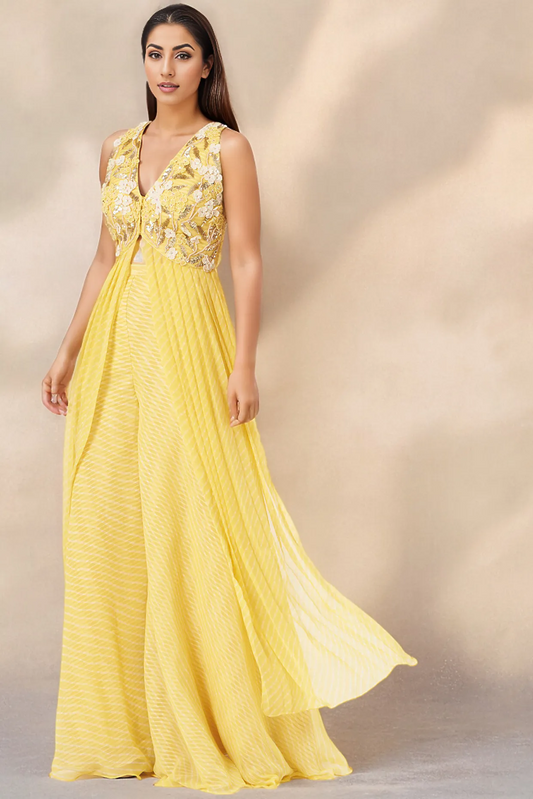 Butter Yellow Chiffon Kurta Set