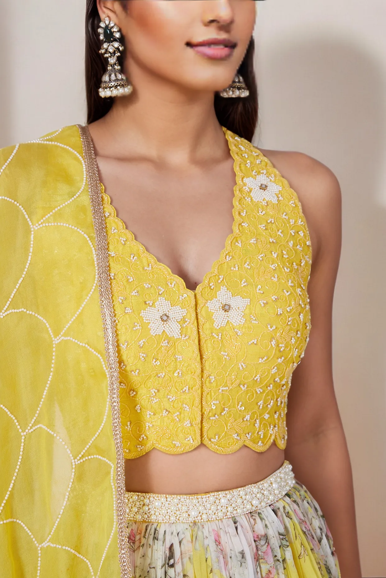 Yellow Digital Printed Lehenga Set