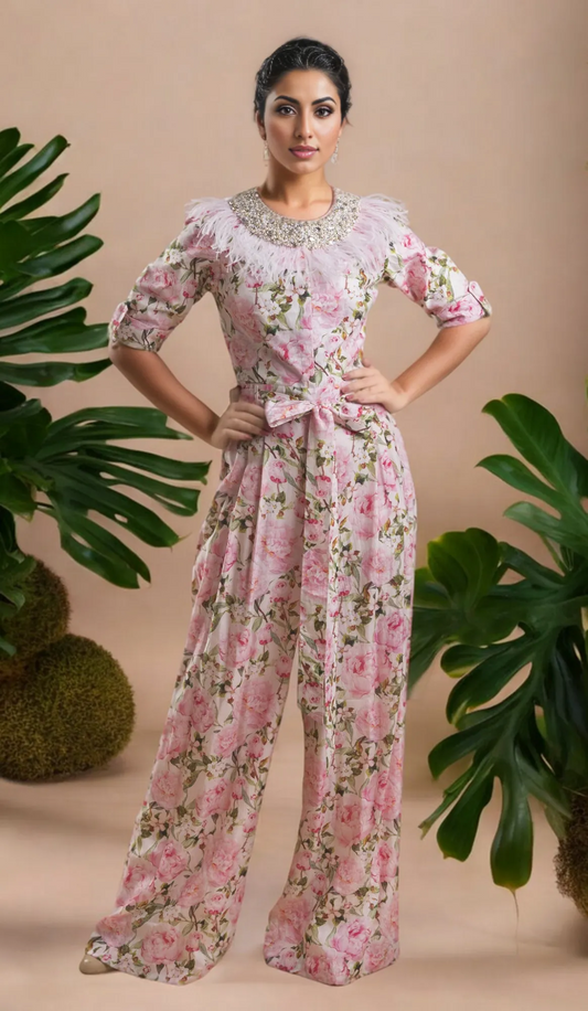 PEONIES PRINT JUMPSUIT