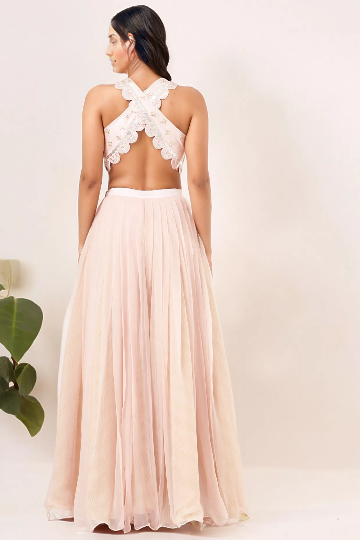 Blush Pink Chiffon Pant Set