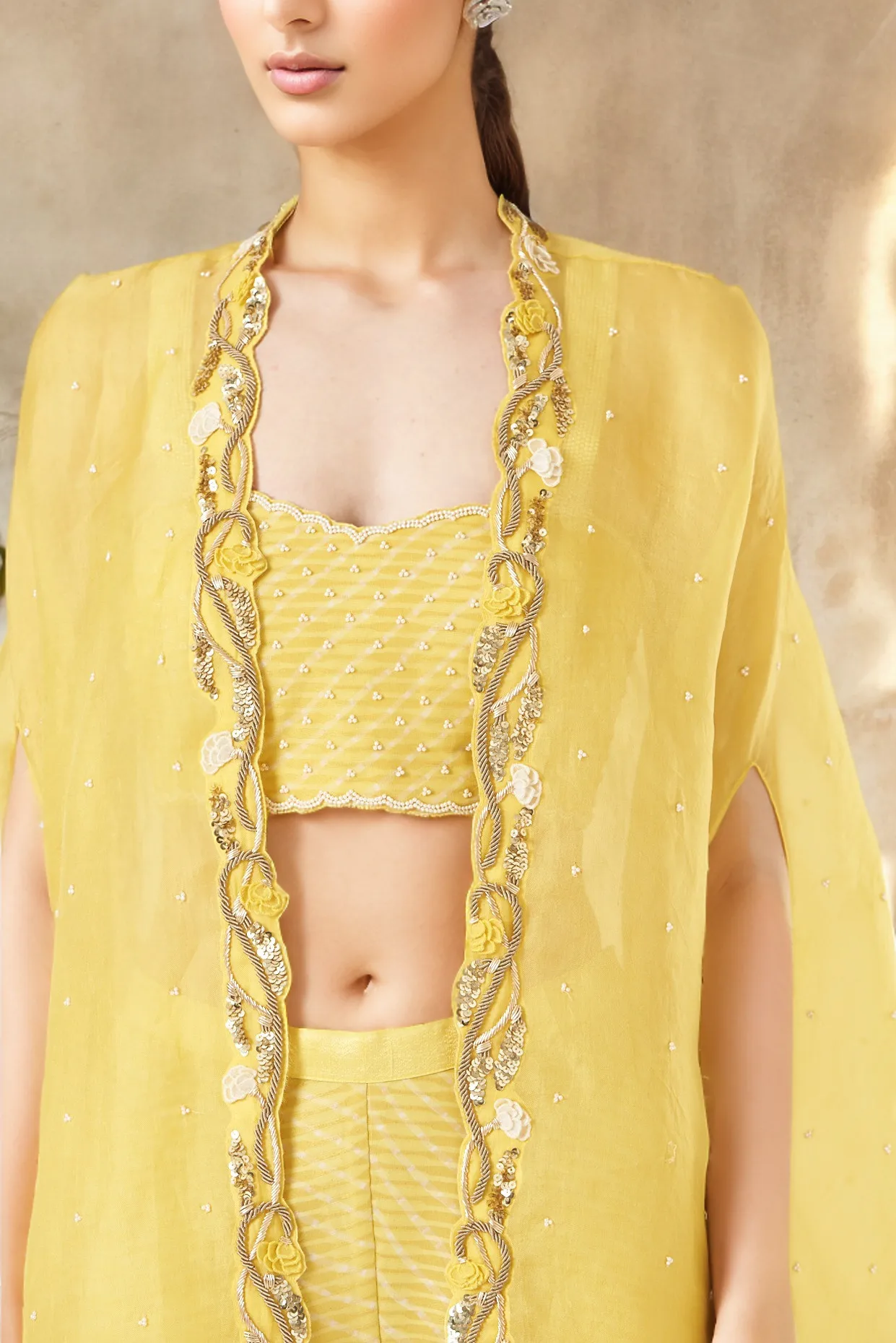 Butter Yellow Organza & Chiffon Sharara Set