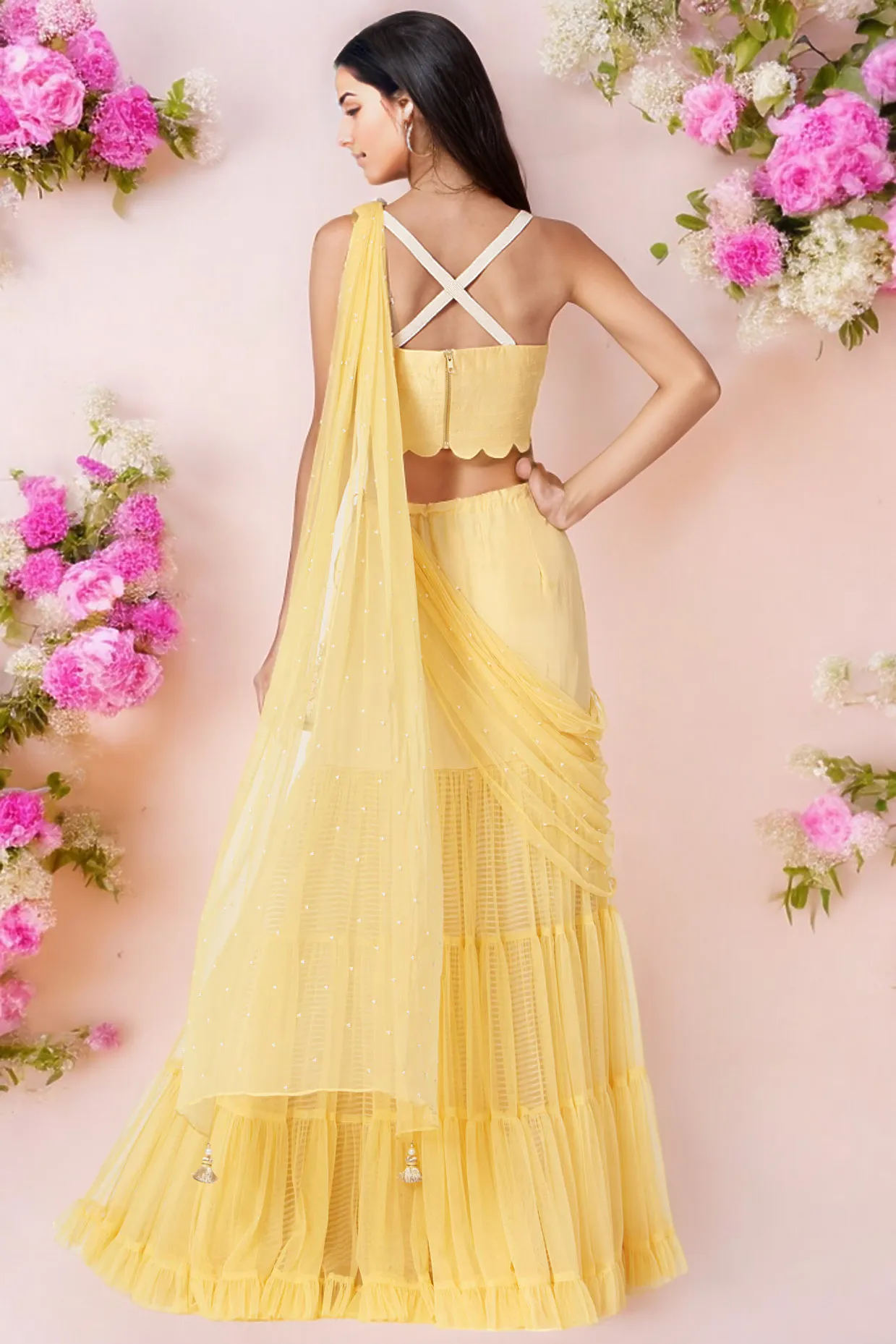 Yellow Chiffon Lehenga Set