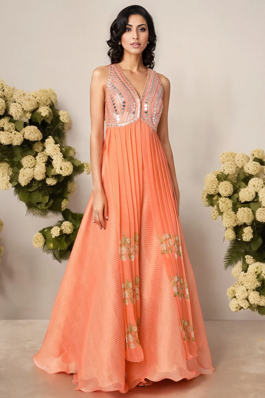 Orange Organza Kurta Set