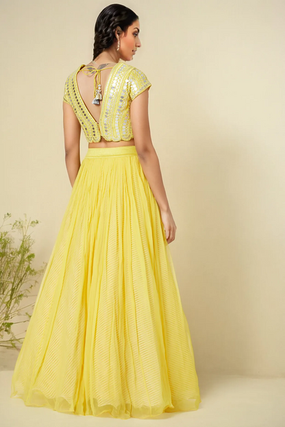 Yellow Lehenga Set With Printed Dupatta