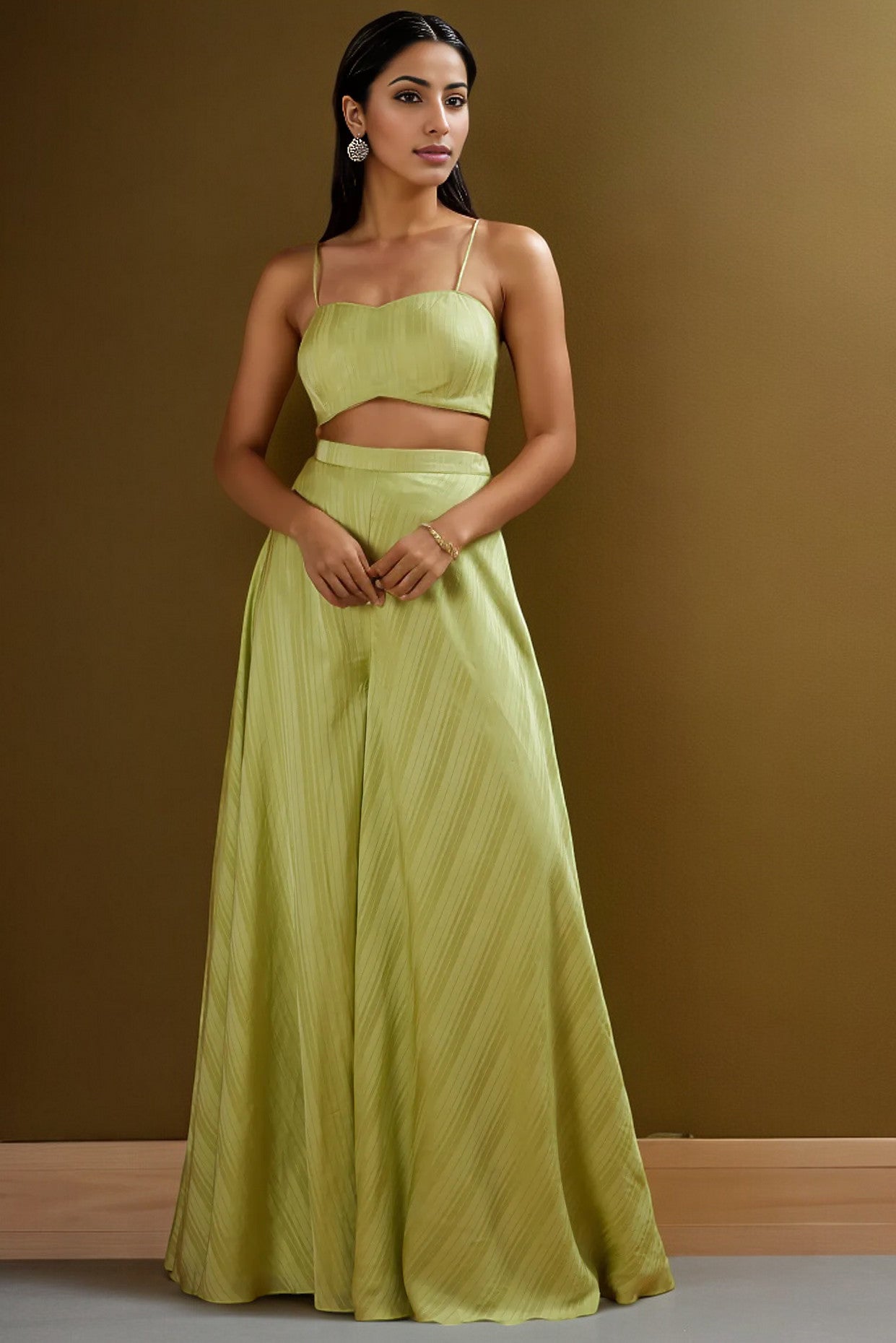 Jade Satin Off-Shoulder Cape Set