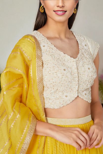 Yellow Organza Lehenga Set