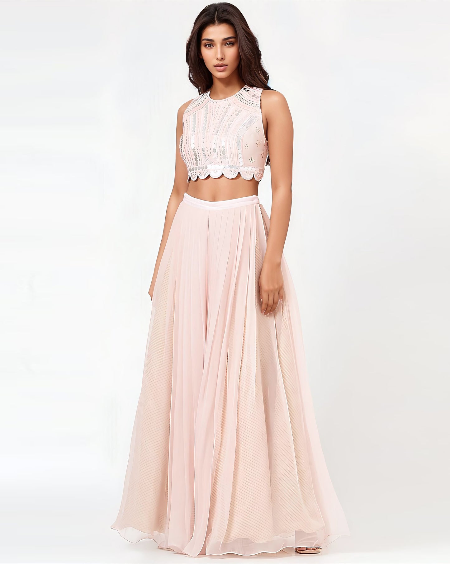 Blush Pink Chiffon Pant Set