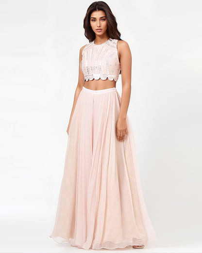 Blush Pink Chiffon Pant Set