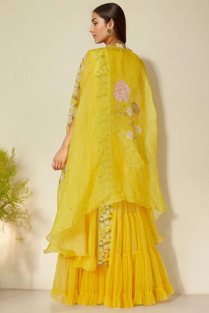 Yellow Printed Lehenga Set