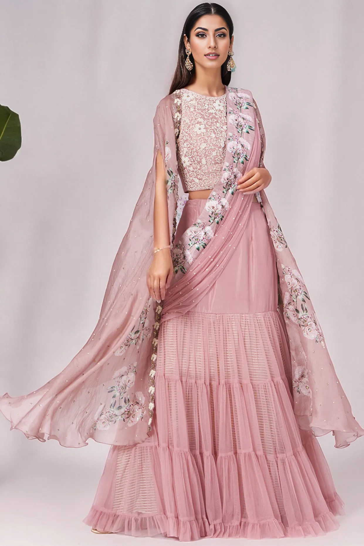 Blush Pink Organza Lehenga Set