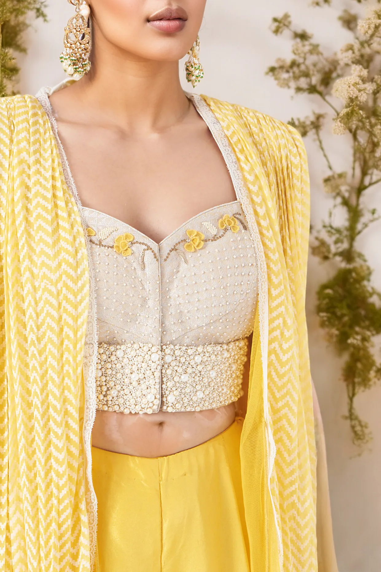 Butter Yellow Chiffon Jacket Set