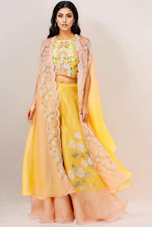 Yellow Digital Printed Cape Set