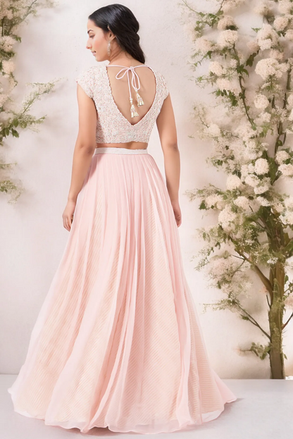 Blush Pink Organza Lehenga Set