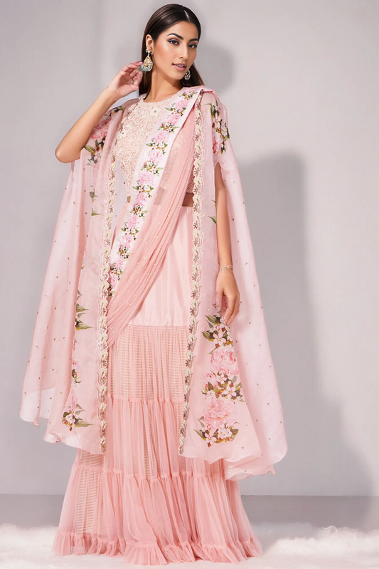 Blush Pink Chiffon Lehenga Set